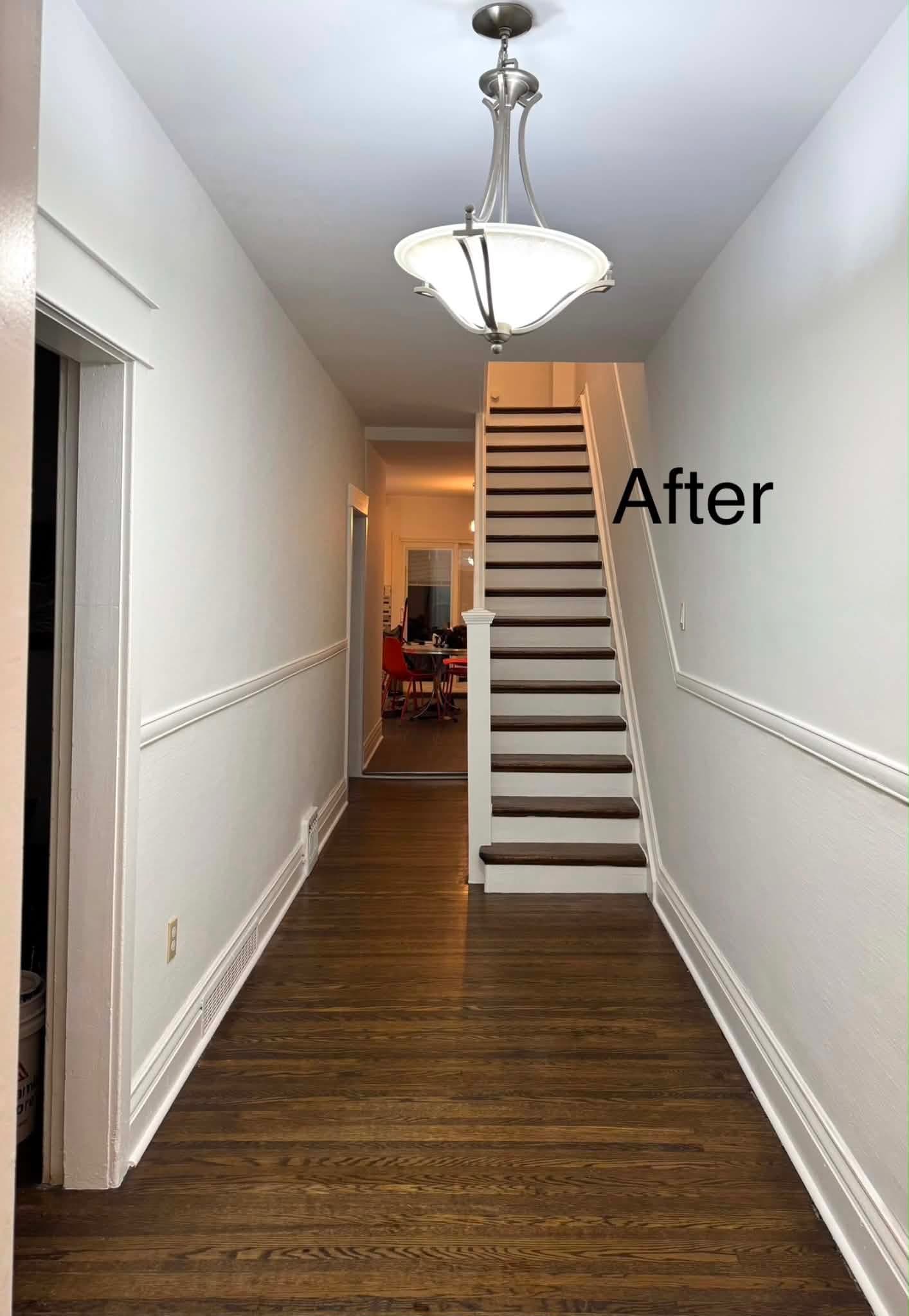 The same hallway finished, with smooth painted walls and trim